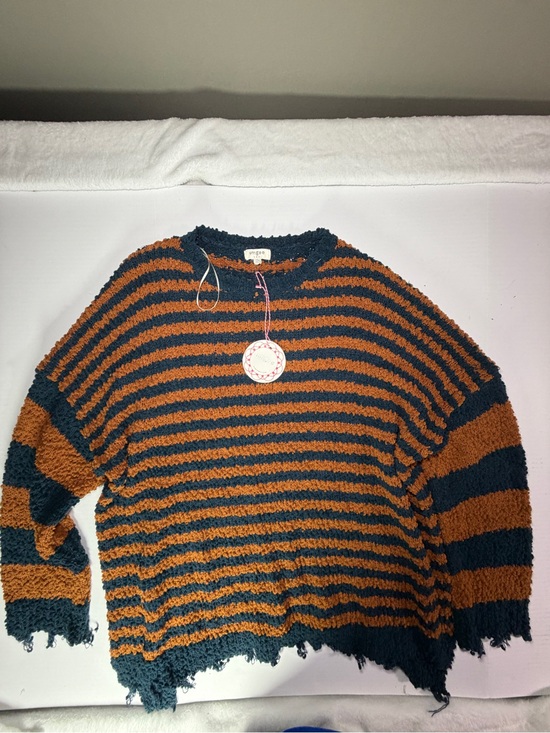 Umgee Other - Umgee Striped Crewneck Sweater in Rust and Dark Teal
